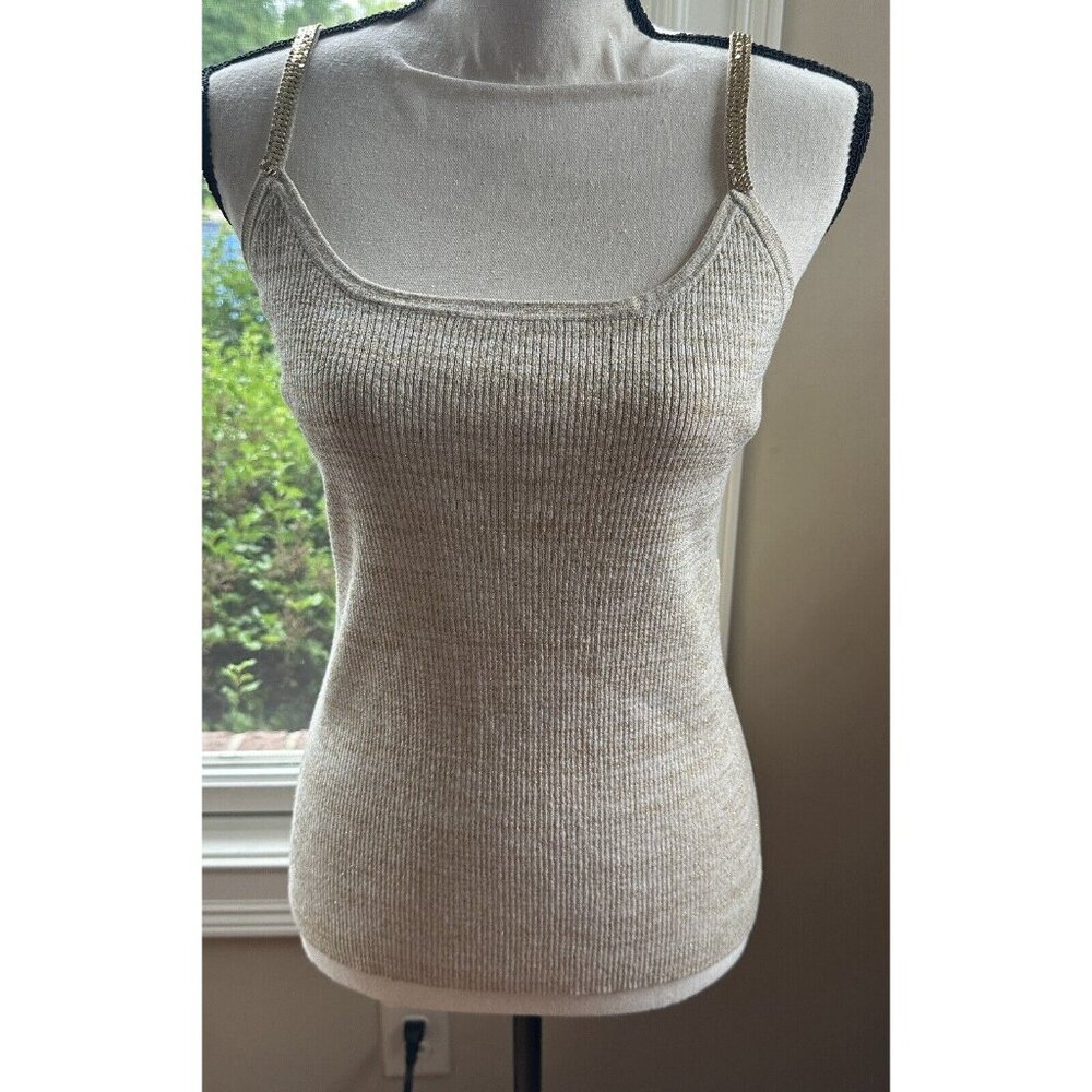 NWT Michelle Antonelli Womens Size M Medium Gold Sparkly Silk Blend Tank Top‎